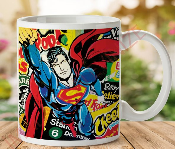 1-434 SUPERMAN UÇUYOR İki Tarafı Baskılı Kupa Bardak