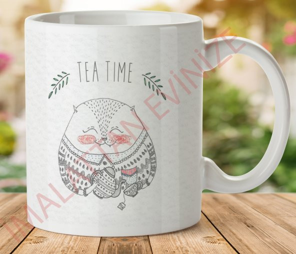 1-446 TEA TIME İki Tarafı Baskılı Kupa Bardak