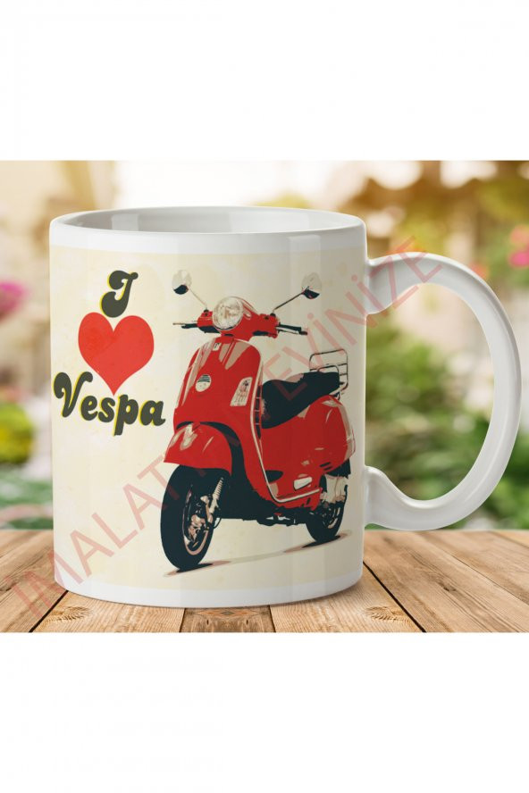 1-495 I LOVE VESPA İki Tarafı Baskılı Kupa Bardak