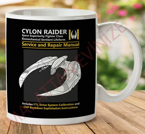 1-622 Battlestar Galactica Cylon Raider İki Tarafı Baskılı Kupa Bardak