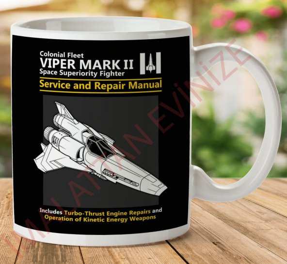 1-623 Battlestar Galactica Viper İki Tarafı Baskılı Kupa Bardak