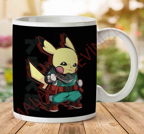 1-704 Boku No Hero Pikachu Pokemon Mashup İki Tarafı Baskılı Kupa Bardak