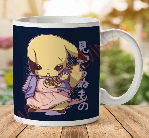 1-709 Eleven Pikachu Mashup Stranger Things Pokemon İki Tarafı Baskılı Kupa Bardak