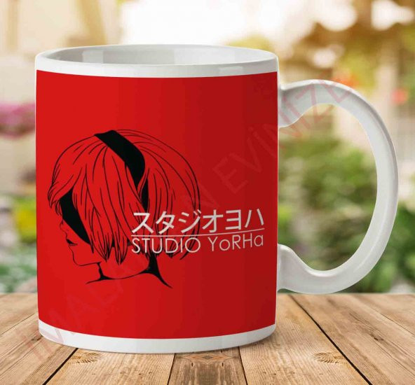 1-721 Studio Yorha Nier Ghibli İki Tarafı Baskılı Kupa Bardak