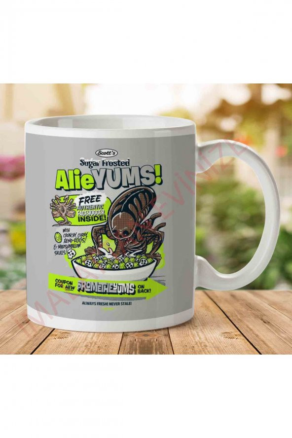 1-771 Alieyums Alien Cerealjpeg İki Tarafı Baskılı Kupa Bardak