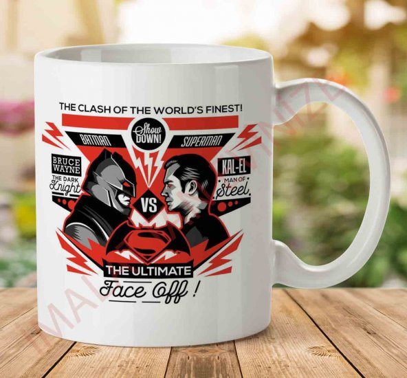 1-800 Batman Vs Superman The Ultimate Face Off for Light Shirtjpeg İki Tarafı Baskılı Kupa Bardak