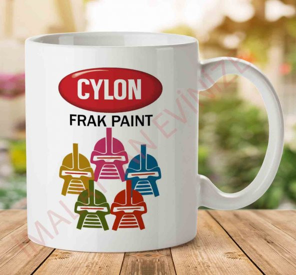 1-801 Battlestar Galactica Cylon Frak Paint İki Tarafı Baskılı Kupa Bardak