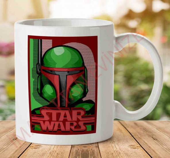 1-812 Bobba Fett Bounty Hunter Star Wars İki Tarafı Baskılı Kupa Bardak