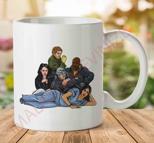 1-823 Breakstuff Club Defenders Mashup Marvel İki Tarafı Baskılı Kupa Bardak