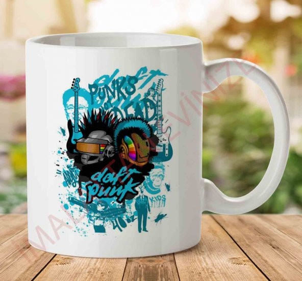1-837 Daft Punk Punks Not Dead Graffitijpeg İki Tarafı Baskılı Kupa Bardak