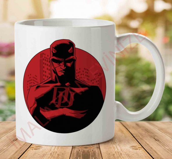1-839 Daredevil Cityscape Black İki Tarafı Baskılı Kupa Bardak