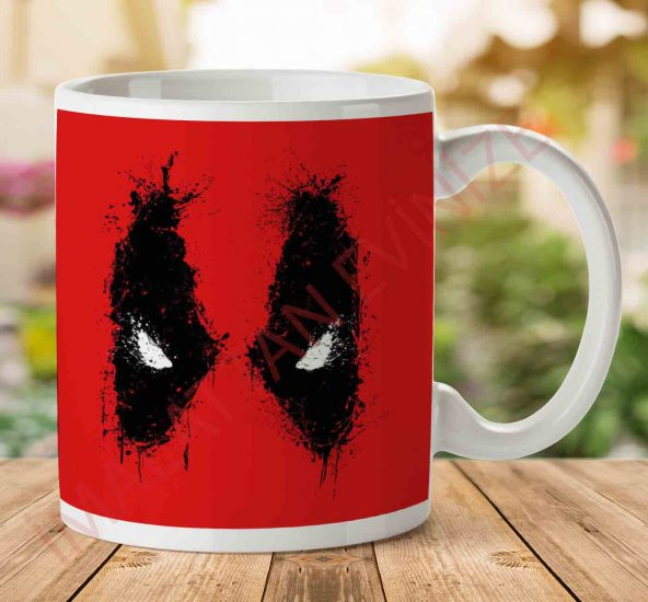 1-857 Deadpool Splattered Merc İki Tarafı Baskılı Kupa Bardak