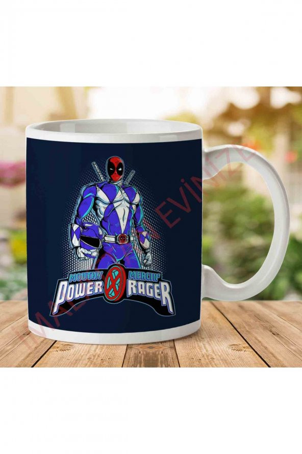 1-856 Deadpool Power Rangers Blue Rager İki Tarafı Baskılı Kupa Bardak