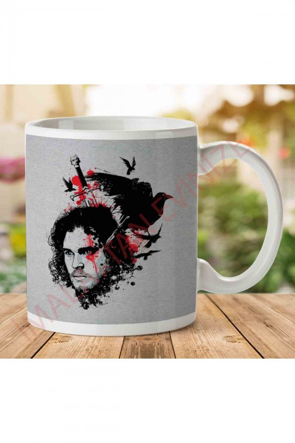 1-872 Game Of Thrones Jon Snow Nights Watch İki Tarafı Baskılı Kupa Bardak