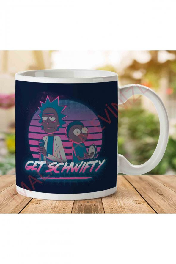 1-897 Get Schwifty Rick And Morty Miami Vice Style İki Tarafı Baskılı Kupa Bardak