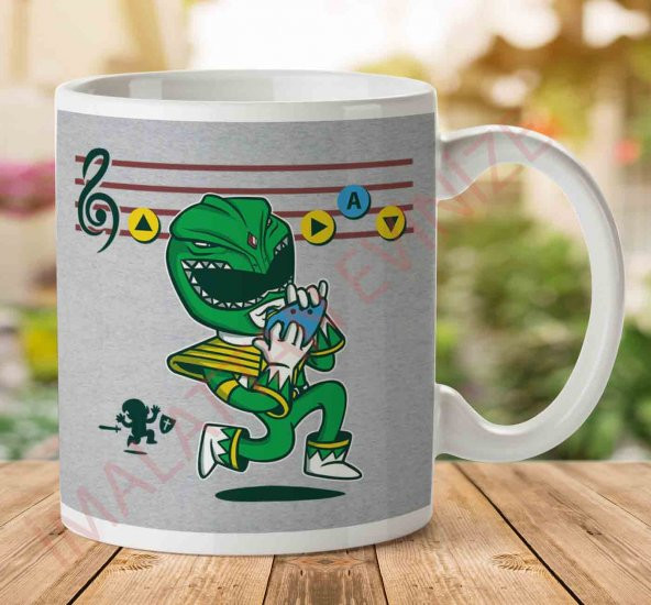 1-907 Green Power Ranger Zelda Mashup İki Tarafı Baskılı Kupa Bardak