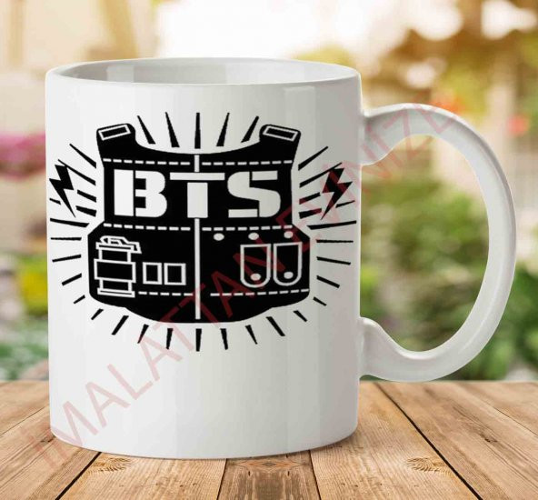1-941 BTS logoo İki Tarafı Baskılı Kupa Bardak