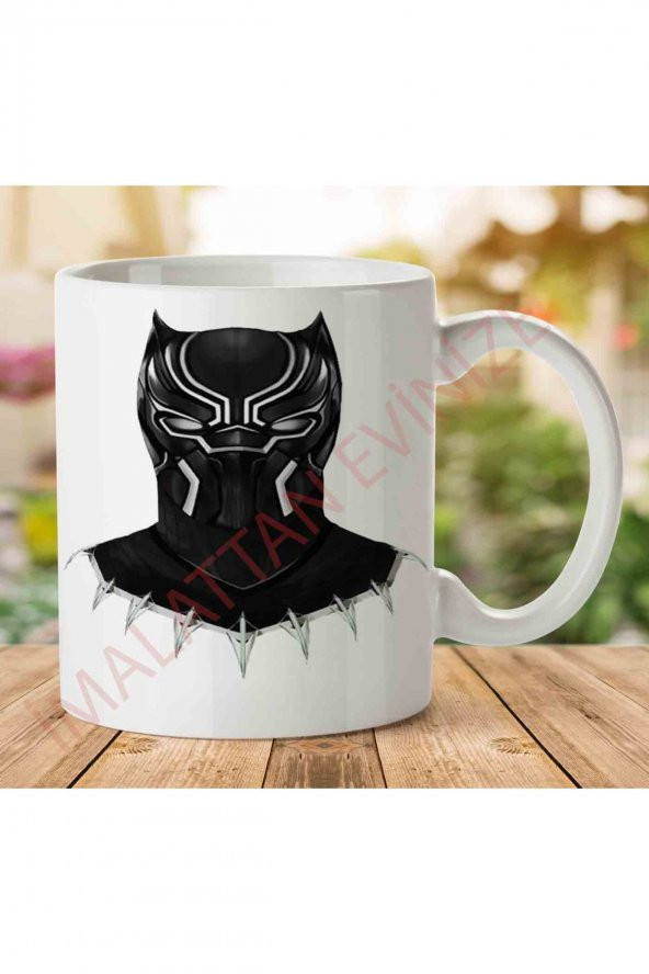 1-935 BLACK PANTHER Maske İki Tarafı Baskılı Kupa Bardak