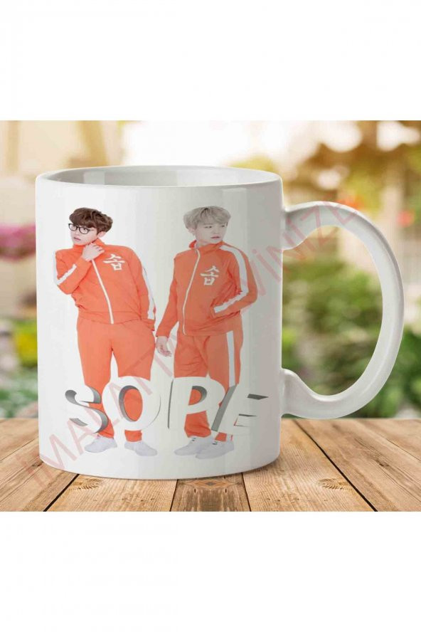 1-942 BTS SOPE İki Tarafı Baskılı Kupa Bardak