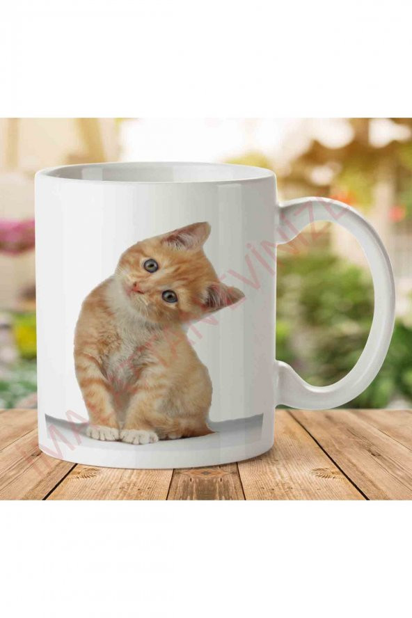 A2425 Kedi Yavrusu İki Tarafı Baskılı Kupa Bardak