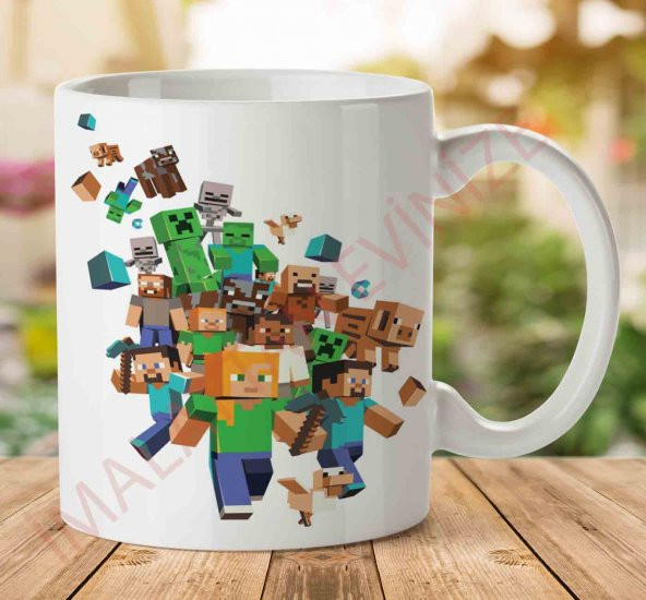 A2450 Minecraft Characters İki Tarafı Baskılı Kupa Bardak