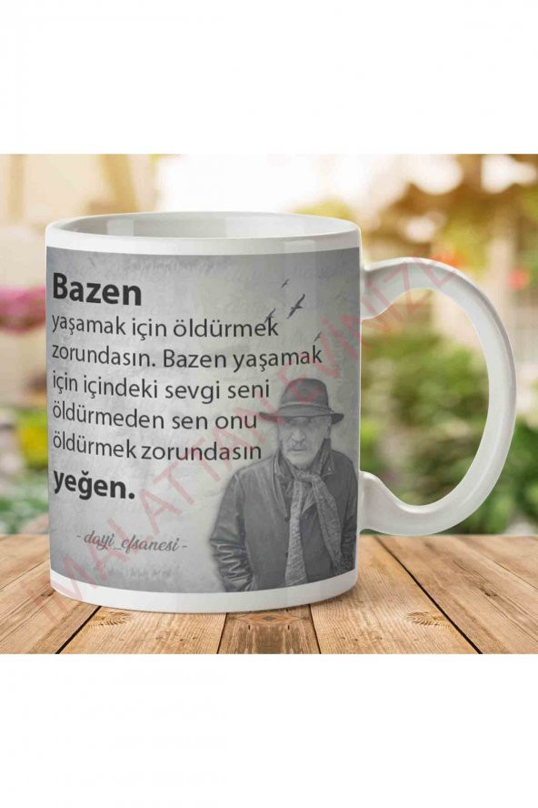 A2664 Tuncel Kurtiz Bazen Yaşamak İçin İki Tarafı Baskılı Kupa Bardak