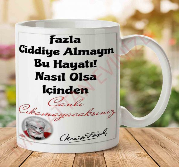 A2788 Necip Fazıl Kısakürek Canlı Çıkamayacağız İki Tarafı Baskılı Kupa Bardak