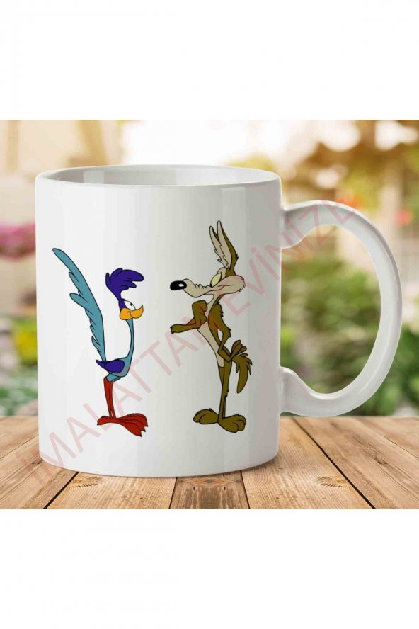 A2820 Road Runner ve Coyote İki Tarafı Baskılı Kupa Bardak - 1