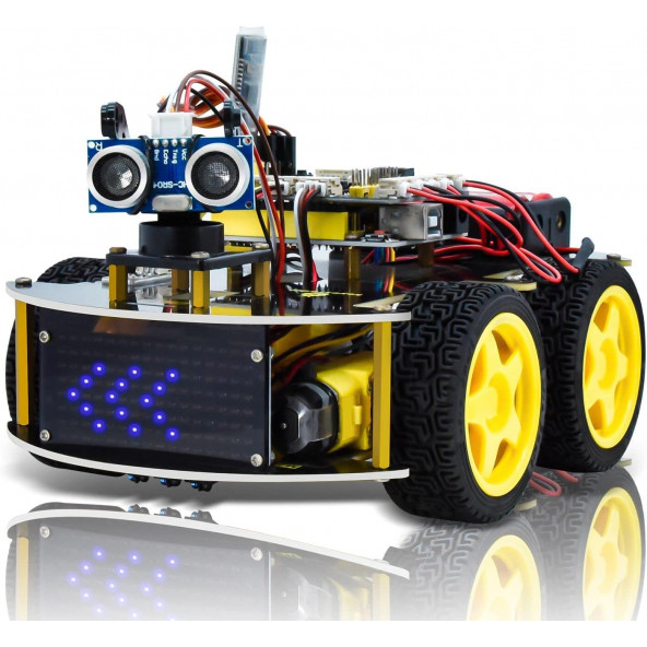 KEYESTUDIO Akıllı Araba Robotu, 4WD Programlanabilir DIY Başlangıç Kiti