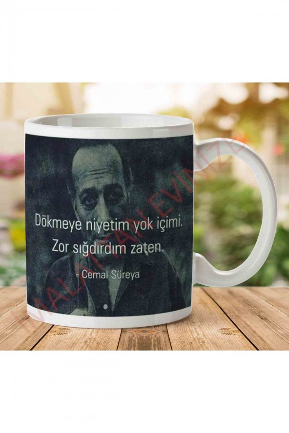 Cemal Süreya Dökmeye Niyetim Yok İçimi İki Tarafı Baskılı Kupa Bardak