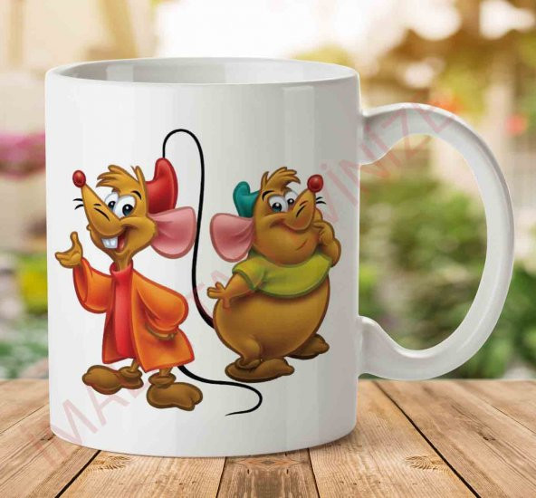 Cinderella-Mice-PNG İki Tarafı Baskılı Kupa Bardak