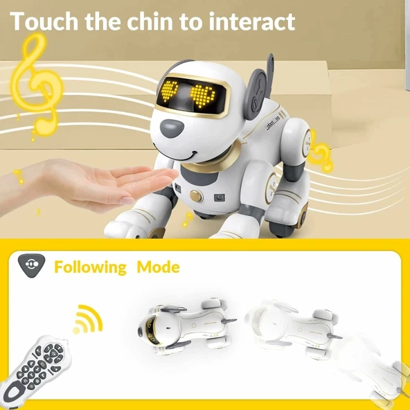 STEMTRON Programlanabilir Uzaktan Kumandalı Robot Köpek - Altın - 4