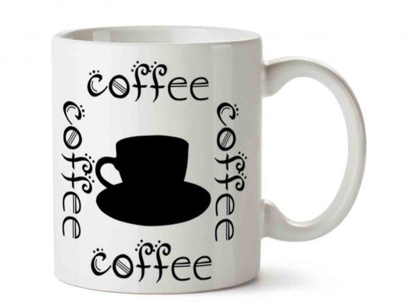 Coffee Kahve İki Tarafı Baskılı Kupa Bardak