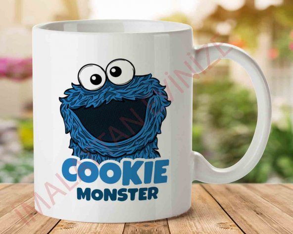 Cookie Monster Kurabiye İki Tarafı Baskılı Kupa Bardak