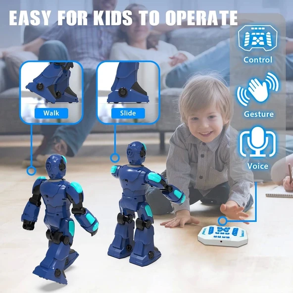 STEMTRON Programlanabilir Uzaktan Kumandalı Robot Ses kontrollü - Mavi - 2