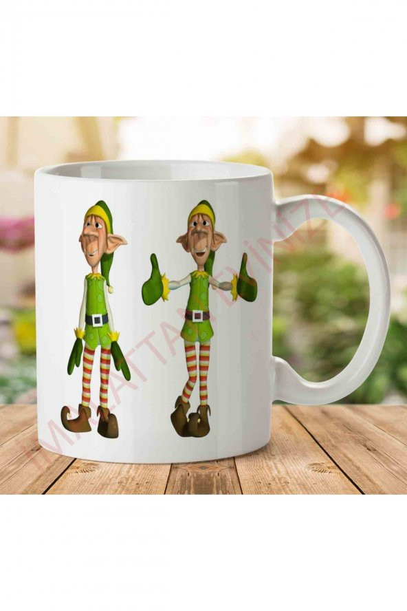 Elf-PNG İki Tarafı Baskılı Kupa Bardak