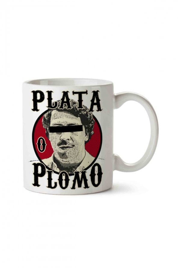 Escobar Plata O Plamo İki Tarafı Baskılı Kupa Bardak