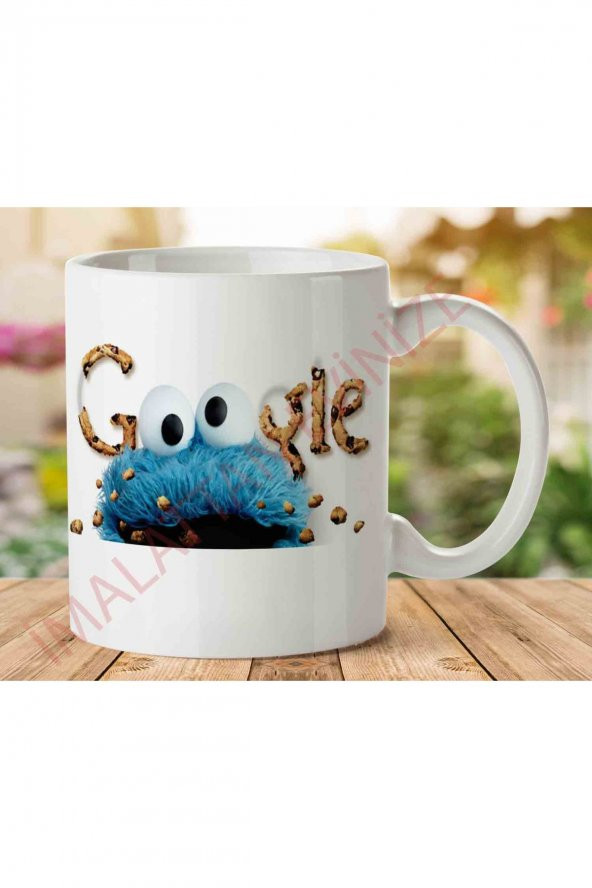 Google Kurabiye Canavarı İki Tarafı Baskılı Kupa Bardak
