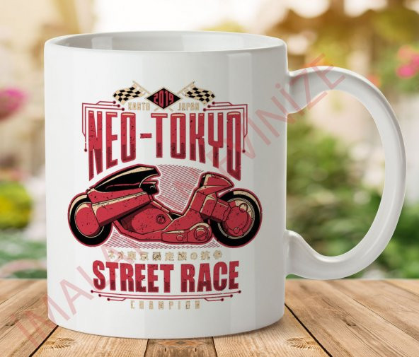 Neo Tokyo Sokak Yarışı Şampiyonu Akira İki Tarafı Baskılı Kupa Bardak