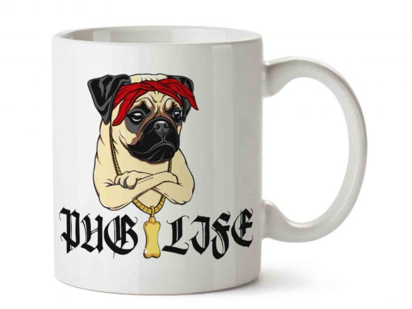 Pug Life Bread Puppy Toy Dog Portable İki Tarafı Baskılı Kupa Bardak