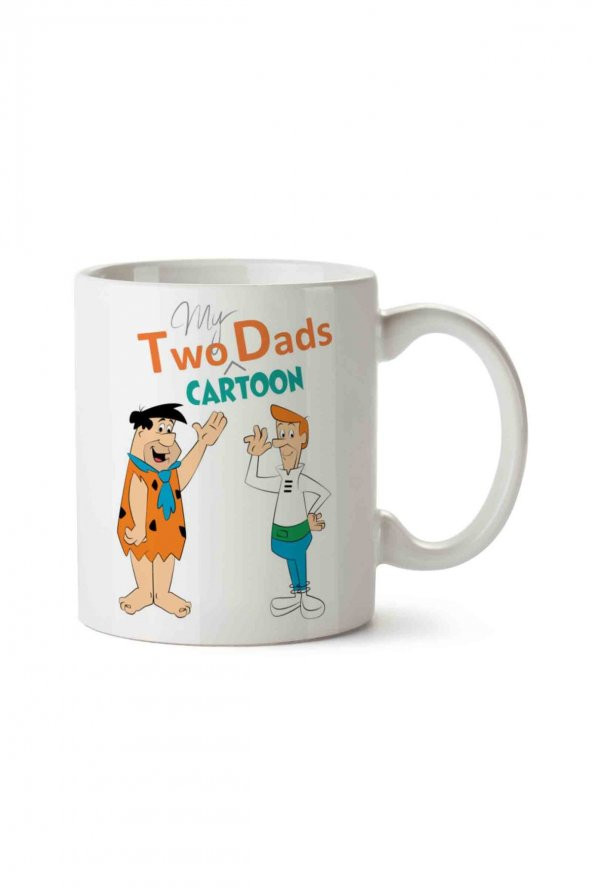Taş Devri Jetsons Two Dads Cartoon İki Tarafı Baskılı Kupa Bardak