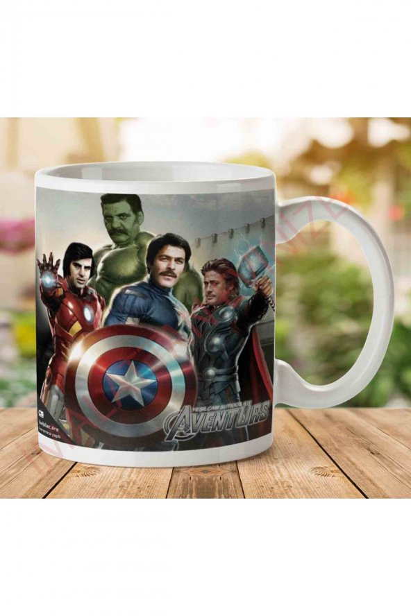 Yeşilçam Kahramanları Hulk, Iron Man, Captan America 2 İki Tarafı Baskılı Kupa Bardak