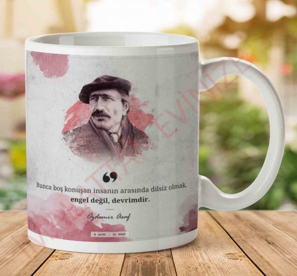 Özdemir Asaf Devrim İki Tarafı Baskılı Kupa Bardak