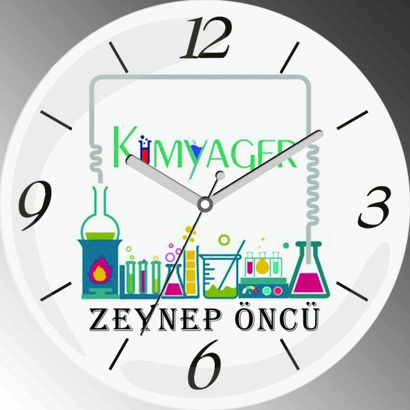 Kişiye Özel Kimyager Çap 30cm  Bombeli Gerçek Cam Duvar Saati