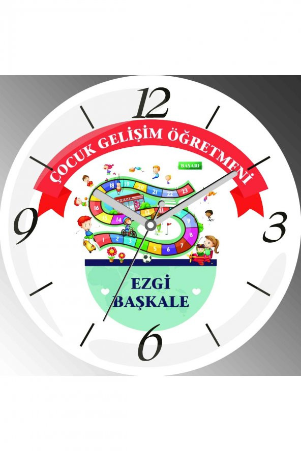 Kişiye Özel Çocuk Gelişim Öğretmeni i Çap 30cm  Bombeli Gerçek Cam Duvar Saati