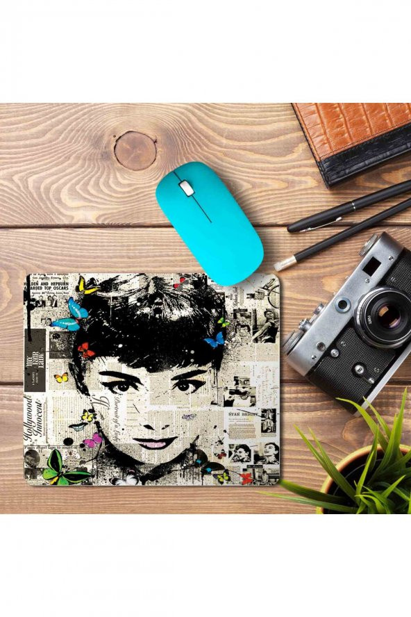 Audrey Hepburn Gazete Küpür Baskılı Mouse Pad Mousepad