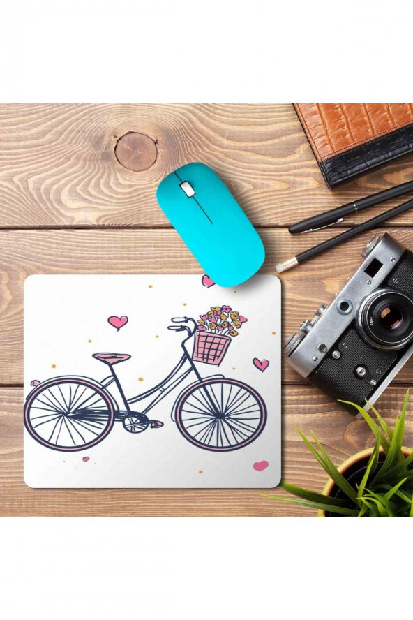 Bisiklet Kalp Love Sevgi Baskılı Mouse Pad Mousepad Baskılı Mouse Pad Mousepad