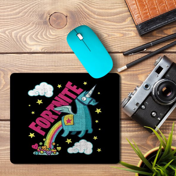 Fortnite Battle Royale Unicorn Rainbow Poop Distressed Baskılı Mouse Pad Mousepad