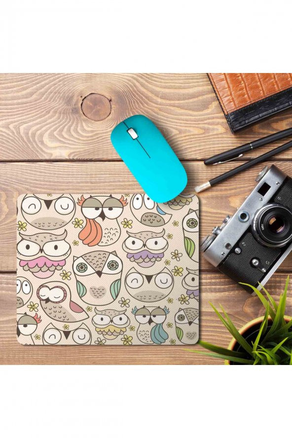 Geometrik Baykuşlar Baskılı Mouse Pad Mousepad