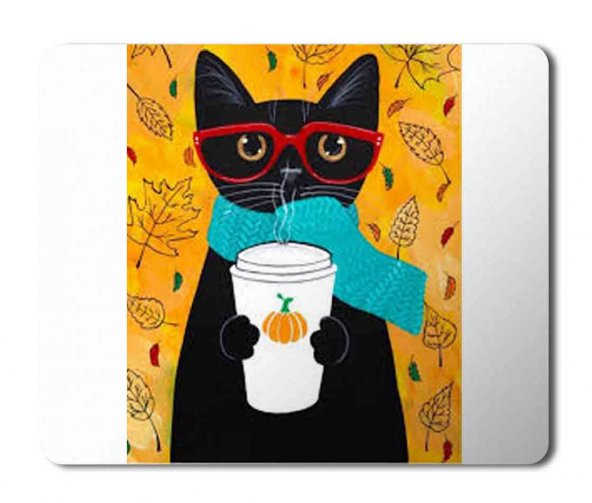 Kedi Kahve İçen Kedi Cat Baskılı Mouse Pad Mousepad